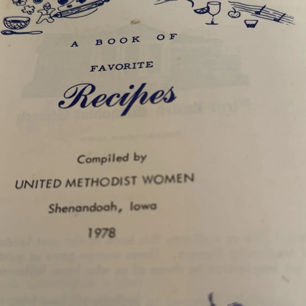 United Methodist Women 1978 Shenandoah Iowa Spiral bound Cookbook Recipes VTG